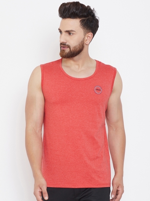 

Adobe Men Coral Pink Solid Round Neck T-shirt
