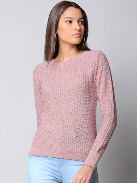 

FabAlley Women Pink Solid Pullover Sweater