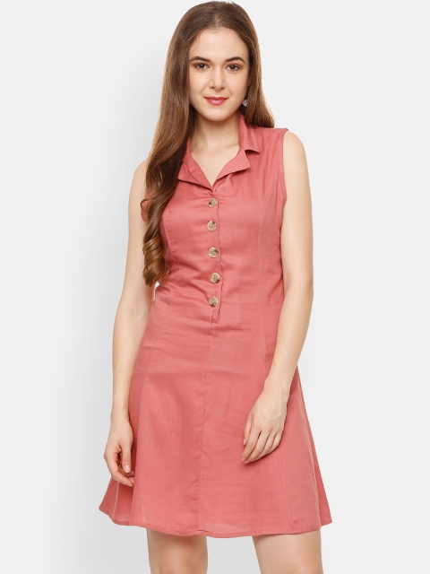 

People Women Pink Solid Shirt Dress