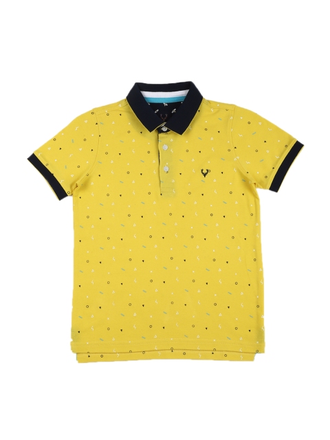 

Allen Solly Junior Boys Yellow Printed Polo Collar T-shirt