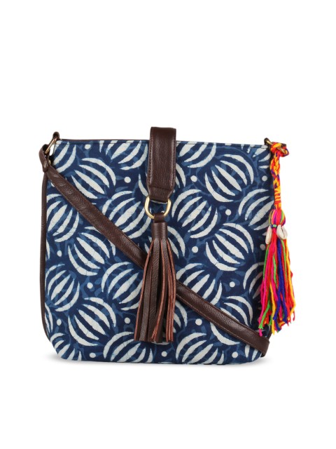 

Vivinkaa Navy Blue & Off-White Printed Sling Bag