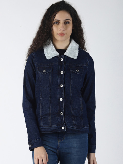 

Blue Saint Women Blue Solid Denim Jacket