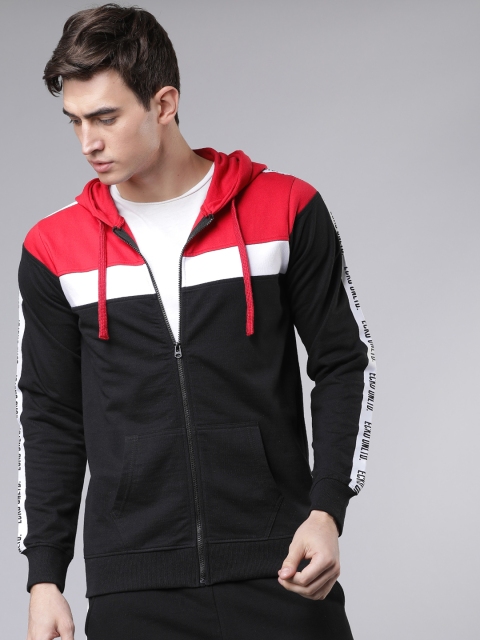 

Ecko Unltd Men Red & Black Colourblocked Hooded Sweatshirt