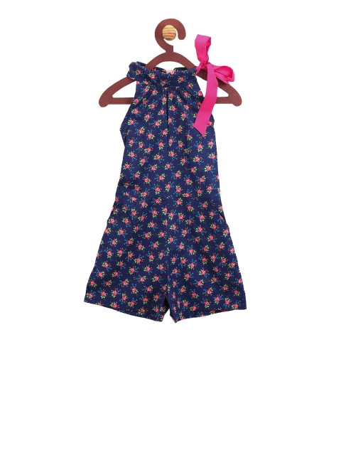

LilPicks Girls Navy Blue & Red Printed Basic Playsuit