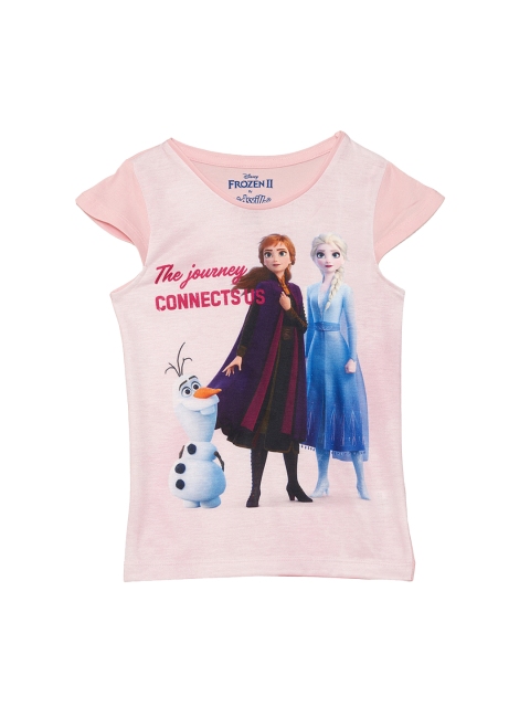 

Kids Ville Girls Pink Frozen Printed Regular Top