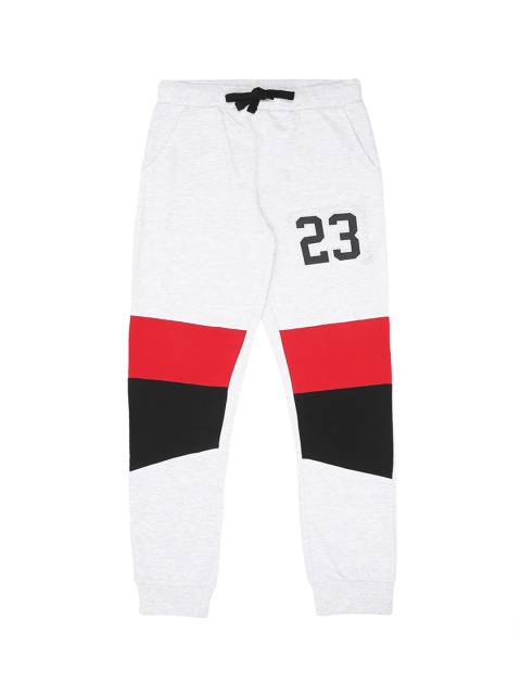 

Pantaloons Junior Boys Grey Melange & Red Colourblocked Straight-Fit Joggers