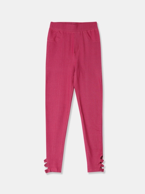 

Cherokee Girls Pink Solid Knitted Jeggings