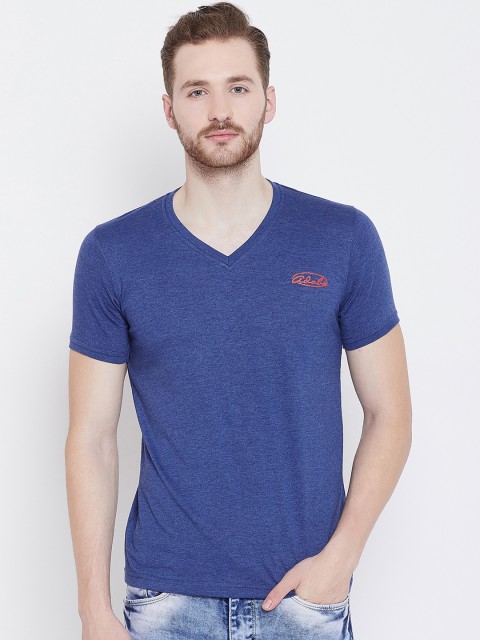 

Adobe Men Blue Solid V-Neck T-shirt
