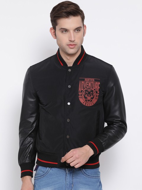 

Justanned Men Black Printed Bomber Jacket