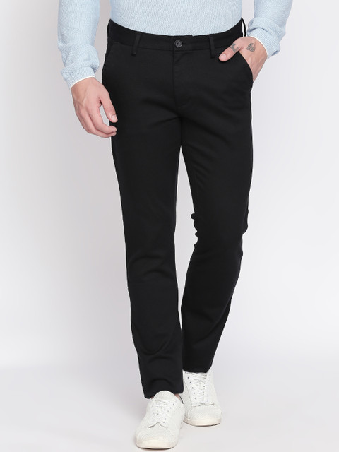

BYFORD by Pantaloons Men Black Slim Fit Solid Regular Trousers