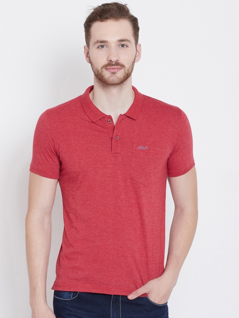 

Adobe Men Red Solid Polo Collar T-shirt