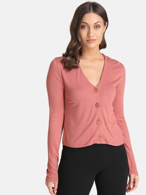 

Kazo Women Pink Solid Cardigan Sweater