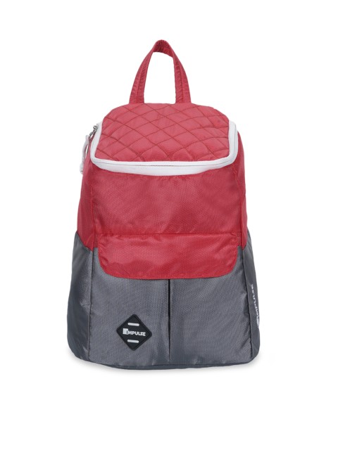 

Impulse Women Red & Grey Solid Backpack