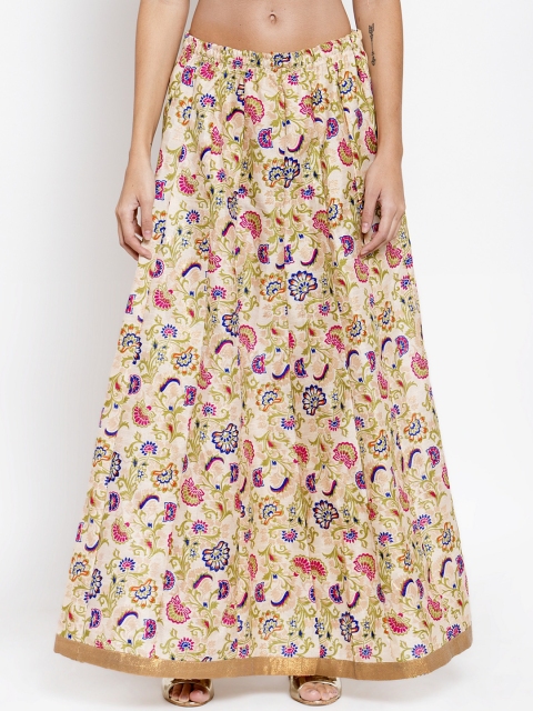 

Clora Creation Women Beige & Pink Printed Flared Maxi Skirt