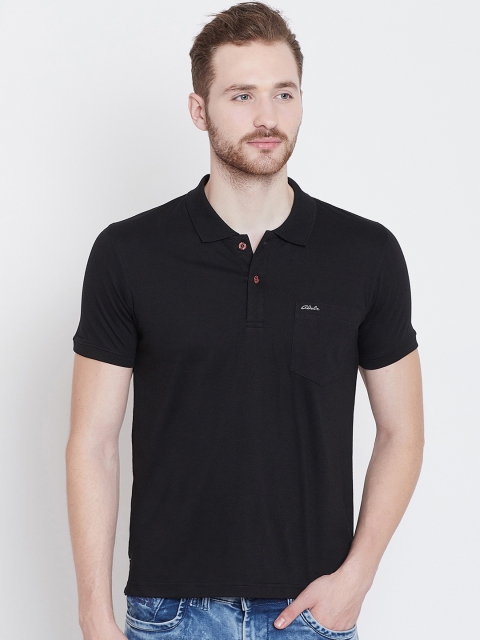 

Adobe Men Black Solid Polo Collar T-shirt
