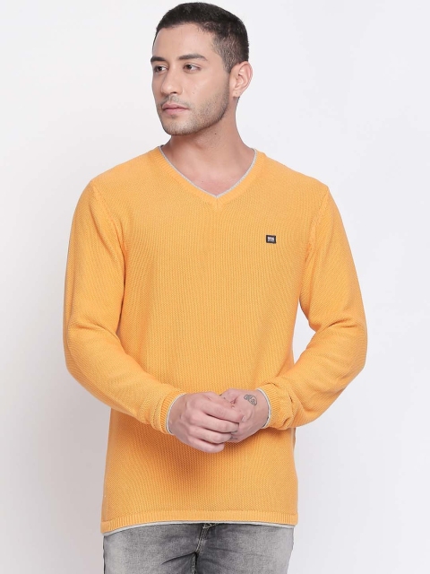 

BYFORD by Pantaloons Men Yellow Solid Pullover Sweater