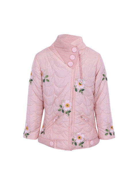 

CUTECUMBER Girls Pink Self Design Padded Jacket