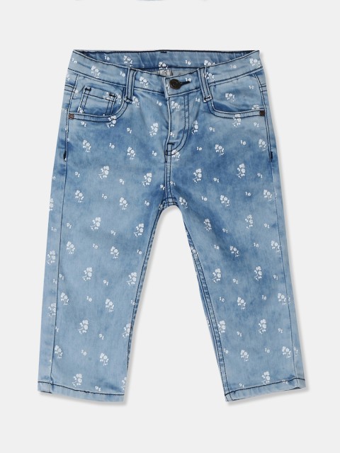 

Cherokee Girls Blue & White Regular Fit Mid-Rise Clean Look Jeans