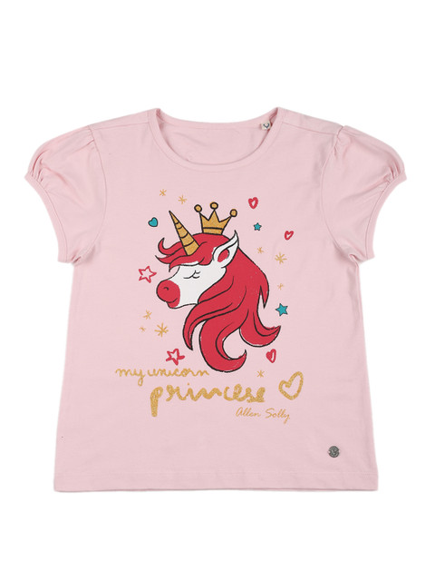 

Allen Solly Junior Girls Pink Printed Round Neck T-shirt