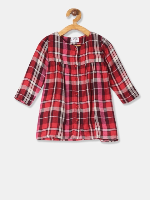 

Donuts Girls Red Checked Fit and Flare Dress