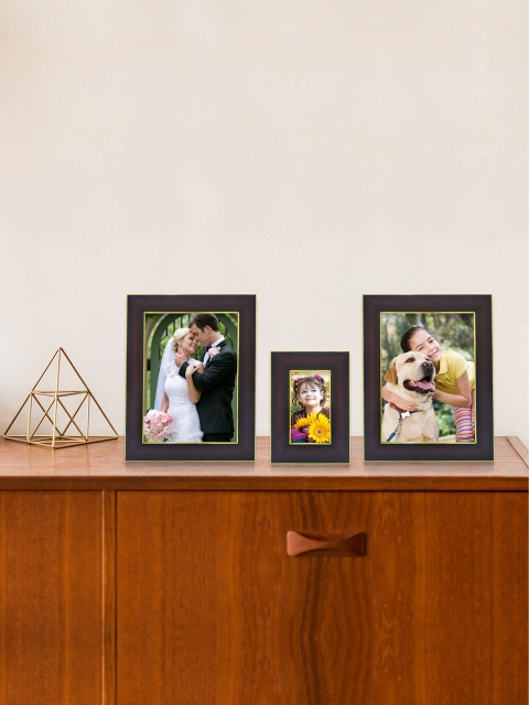 

RANDOM Set of 2 Brown & Gold-Toned Synthetic Individual Table-Top Collage Photo Frames