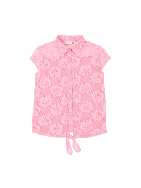 

Pantaloons Junior Girls Pink Lace Shirt Style Top