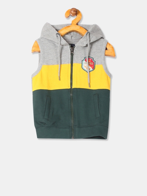 

Cherokee Boys Grey & Yellow Colourblocked Hooded Sweatshirt