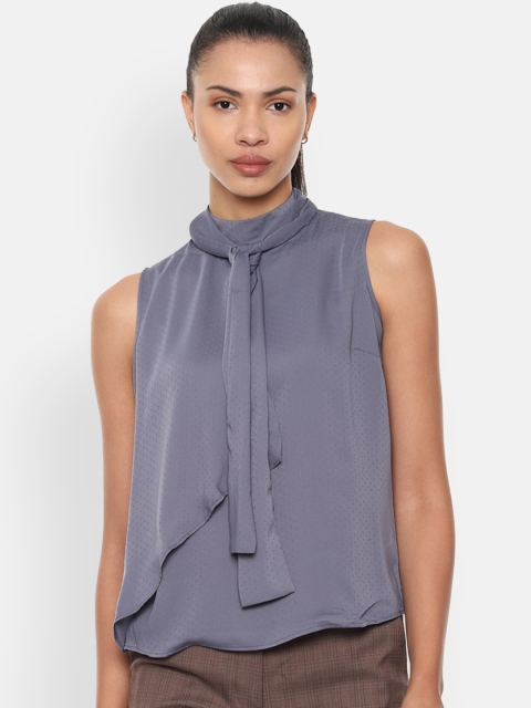

Van Heusen Women Grey Solid A-Line Top