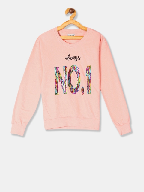 

Cherokee Girls Peach-Coloured Embellished Sweatshirt