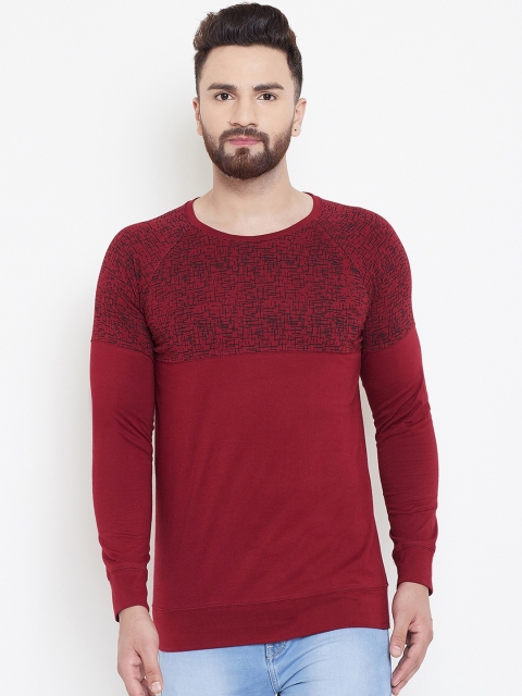

GRITSTONES Men Maroon Printed Round Neck T-shirt