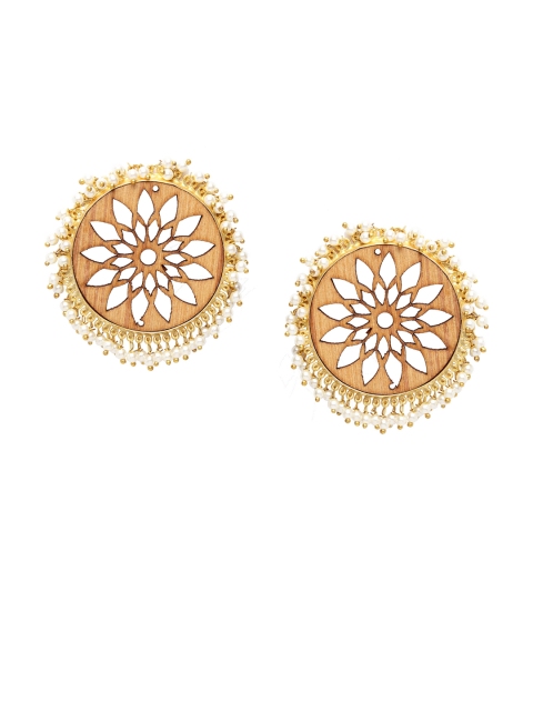 

PANASH Brown & Gold-Plated Circular Studs