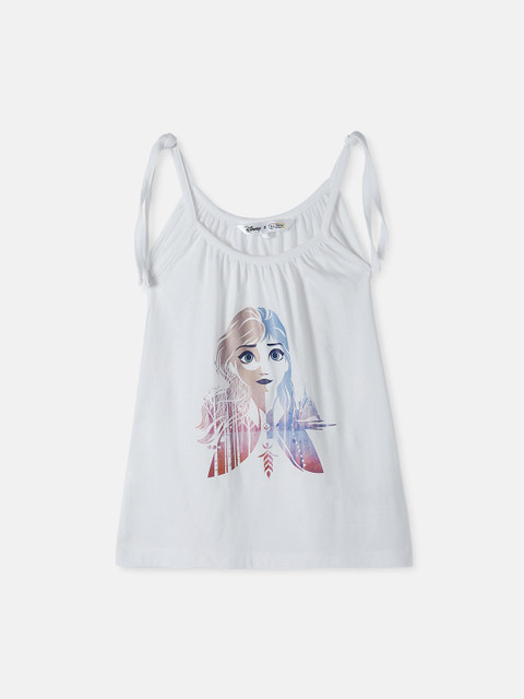 

DISNEY X ZILINGO Girls White Frozen Printed A-Line Top