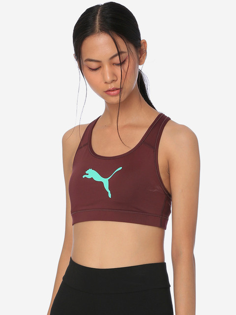

Puma Maroon & Green Printed Underwired Lightly Padded ftblNXT Sports Bra