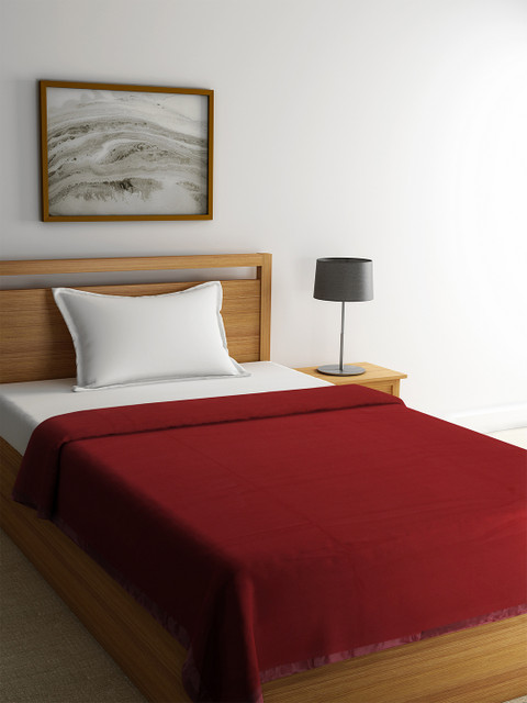 

Portico New York Red Solid AC Room 300 GSM Single Bed Blanket