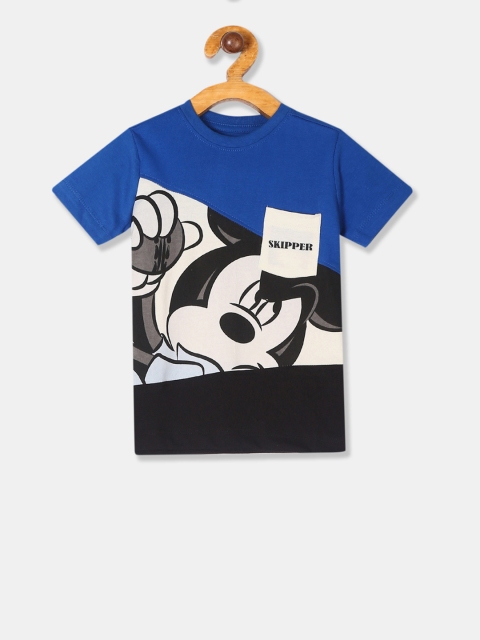 

Colt Boys Blue Mickey Mouse Printed Round Neck Pure Cotton T-shirt