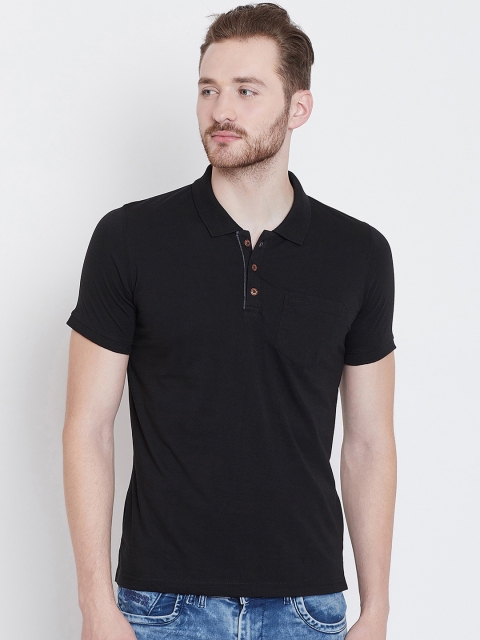 

Adobe Men Black Solid Polo Collar T-shirt