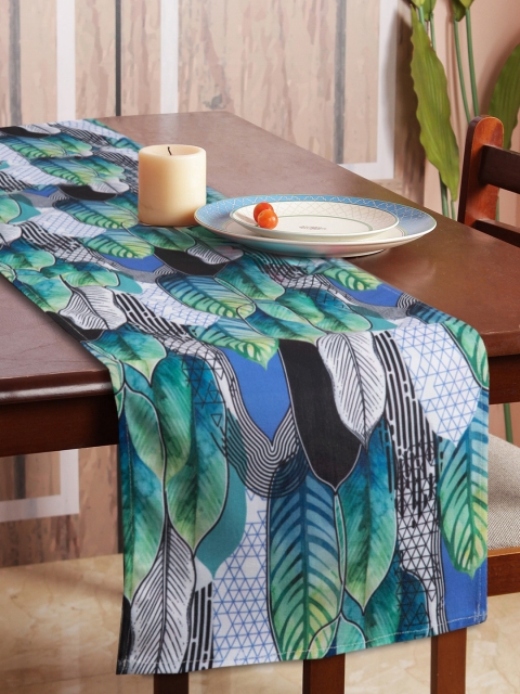 

HOUZZCODE Black & Blue Printed Rectangular Table Runner
