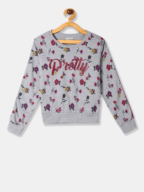 

Cherokee Girls Grey Melange & Red Printed Sweatshirt