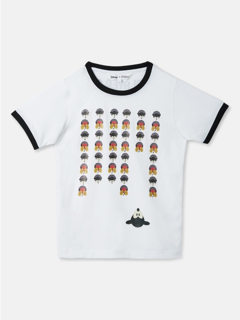 

DISNEY X ZILINGO Boys White Printed Round Neck T-shirt