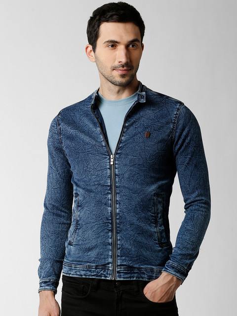 

Peter England Casuals Men Blue Solid Denim Jacket