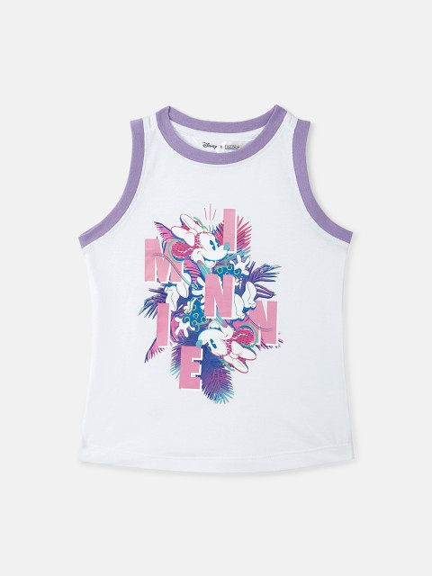 

DISNEY X ZILINGO Girls White Printed Round Neck T-shirt
