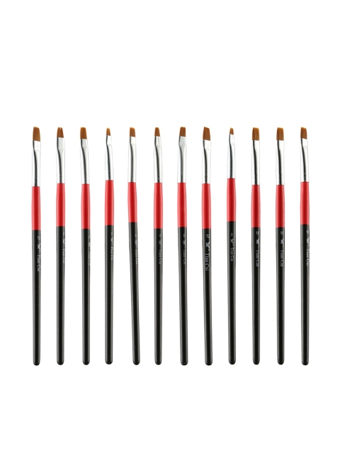 

Rozia Women Set of 12 Black & Red Nail Art Brushes