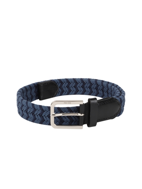 

Allen Solly Men Navy Blue Textile & Leather Textured Belt