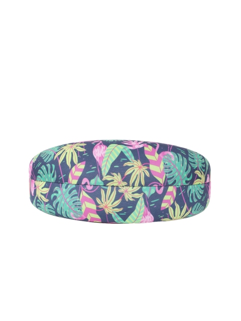 

Chumbak Navy Blue & Green Printed Tropical Flamingo Sunglass Case