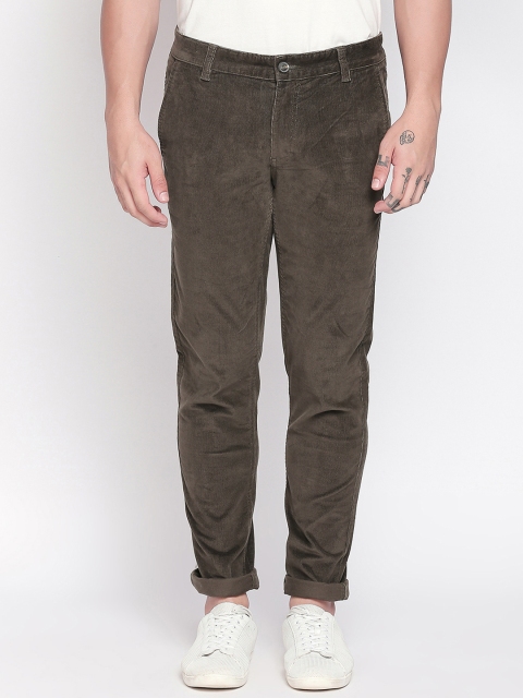 

Urban Ranger by pantaloons Men Olive Green Slim Fit Solid Regular Trousers