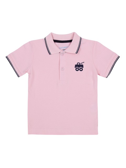 

Pantaloons Baby Boys Pink Solid Polo Collar Pure Cotton T-shirt