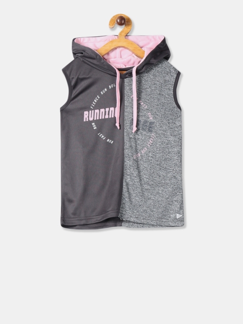 

Cherokee Girls Grey Melange Colourblocked Hooded Active Sweatshirt