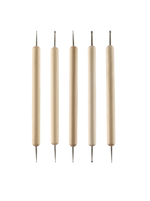 

Rozia Women Brown Set of 5 Brown and Stainless Steel Nail Art Dotting Tools