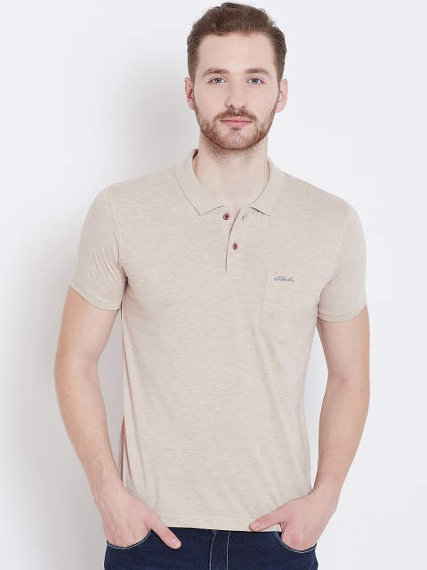 

Adobe Men Beige Solid Polo Collar T-shirt