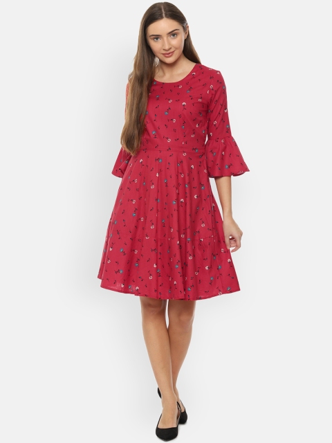 

Allen Solly Woman Red & Black Floral Print Fit and Flare Dress